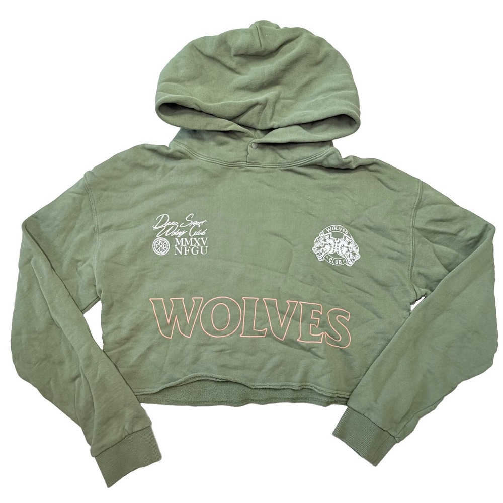 Darc Sport SHE Wolves Club Womens L Green Cropped Hoodie NFGU Pullover